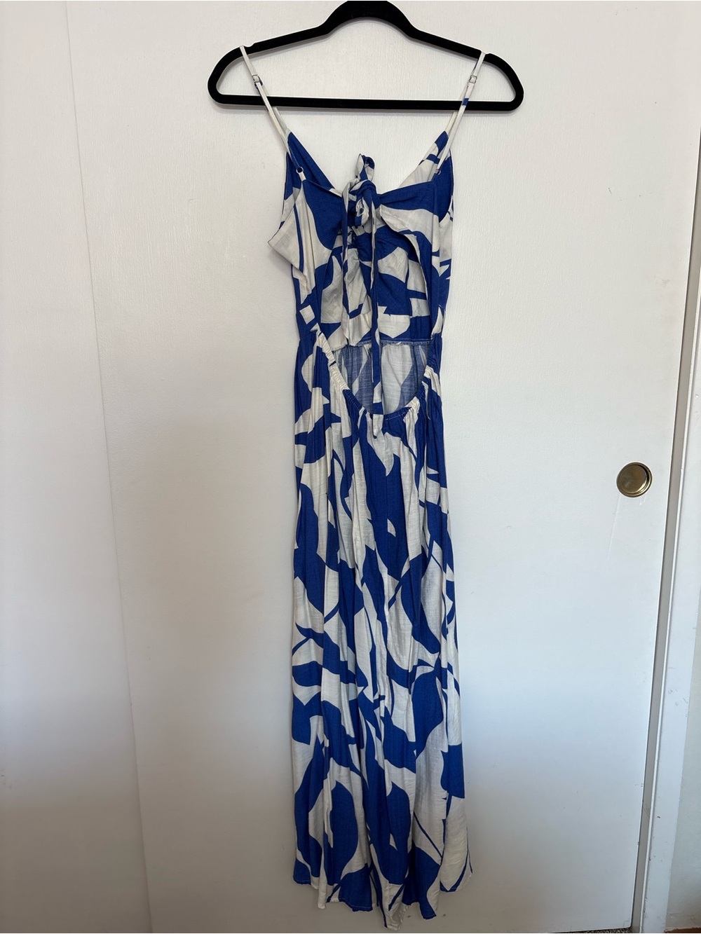 Cupshe Royal Blue and White Maxi Dress with Side Slit - Picture 4 of 13